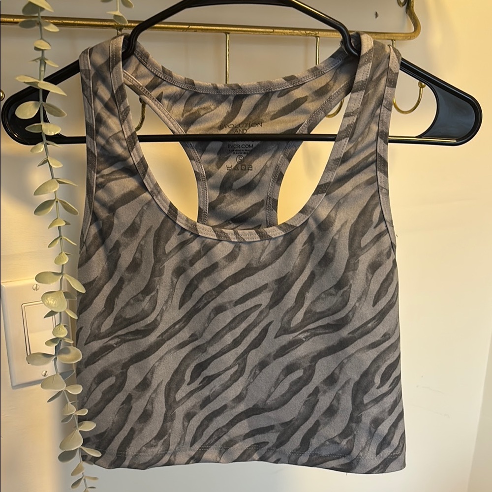 Monochromatic Grey Zebra Print Top